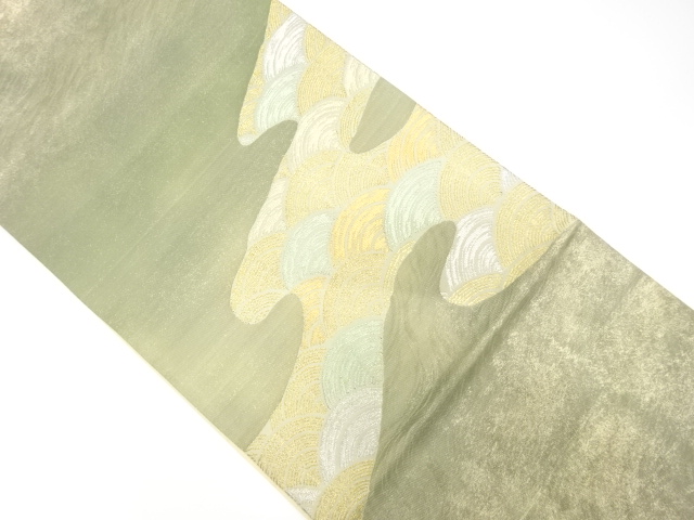 JAPANESE KIMONO / ANTIQUE FUKURO OBI / SILK / WOVEN SEIGAIHA